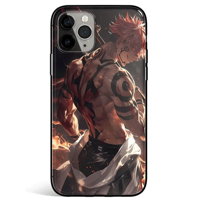Jujutsu Kaisen Sukuna Realistic Style Tempered Glass Soft Silicone iPhone Case-Phone Case-Monkey Ninja-iPhone 17-Glass Case-Monkey Ninja