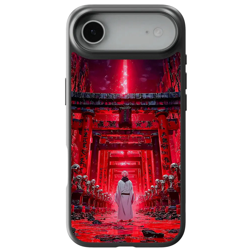 Jujutsu Kaisen Sukuna Samurai Torii Gate Walk Tempered Glass Soft Silicone iPhone Case-Phone Case-Monkey Ninja-iPhone 17-Glass Case-Monkey Ninja