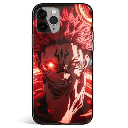 Jujutsu Kaisen Sukuna Tempered Glass Soft Silicone iPhone Case-Phone Case-Monkey Ninja-iPhone 17-Glass Case-Monkey Ninja