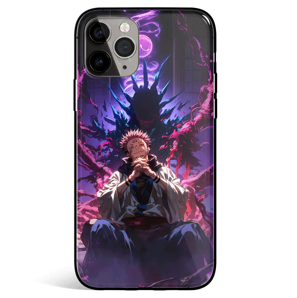 Jujutsu Kaisen Sukuna Tempered Glass Soft Silicone iPhone Case-Phone Case-Monkey Ninja-iPhone 17-Glass Case-Monkey Ninja