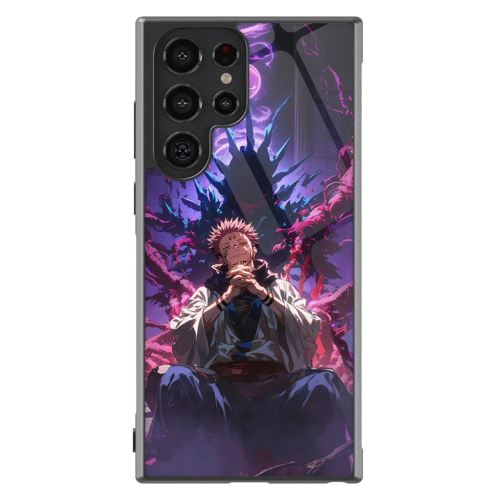 Jujutsu Kaisen Sukuna Tempered Glass Tough Samsung Phone Case-Phone Case-Monkey Ninja-Galaxy S25-Glass Case-Monkey Ninja