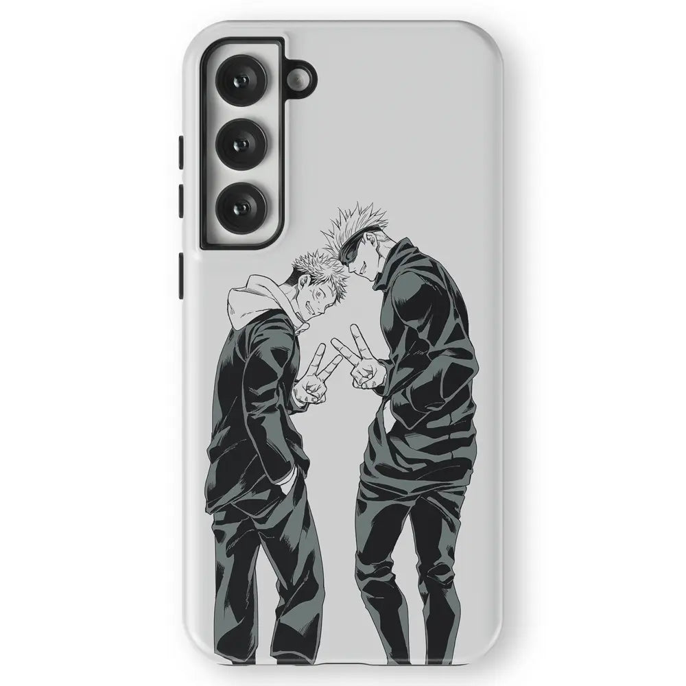 Jujutsu Kaisen Yuji Itadori and Satoru Gojo Tempered Glass Tough Samsung Phone Case-Phone Case-Monkey Ninja-Galaxy S25-Tough Case-Monkey Ninja