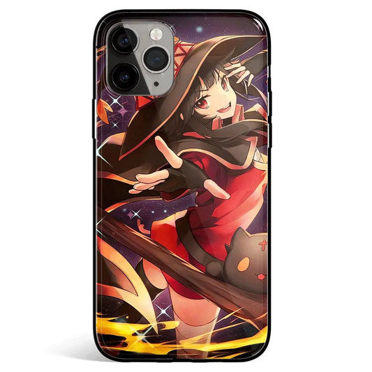 KonoSuba Megumin Tempered Glass Soft Silicone iPhone Case-Phone Case-Monkey Ninja-iPhone 17-Glass Case-Monkey Ninja