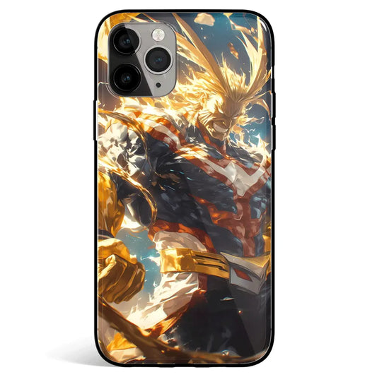 My Hero Academia All Might Fanart Tempered Glass Soft Silicone iPhone Case-Phone Case-Monkey Ninja-iPhone 17-Glass Case-Monkey Ninja