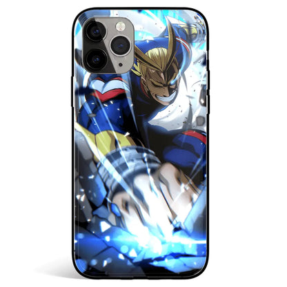 My Hero Academia All Might Tempered Glass Soft Silicone iPhone Case-Phone Case-Monkey Ninja-iPhone 17-Glass Case-Monkey Ninja