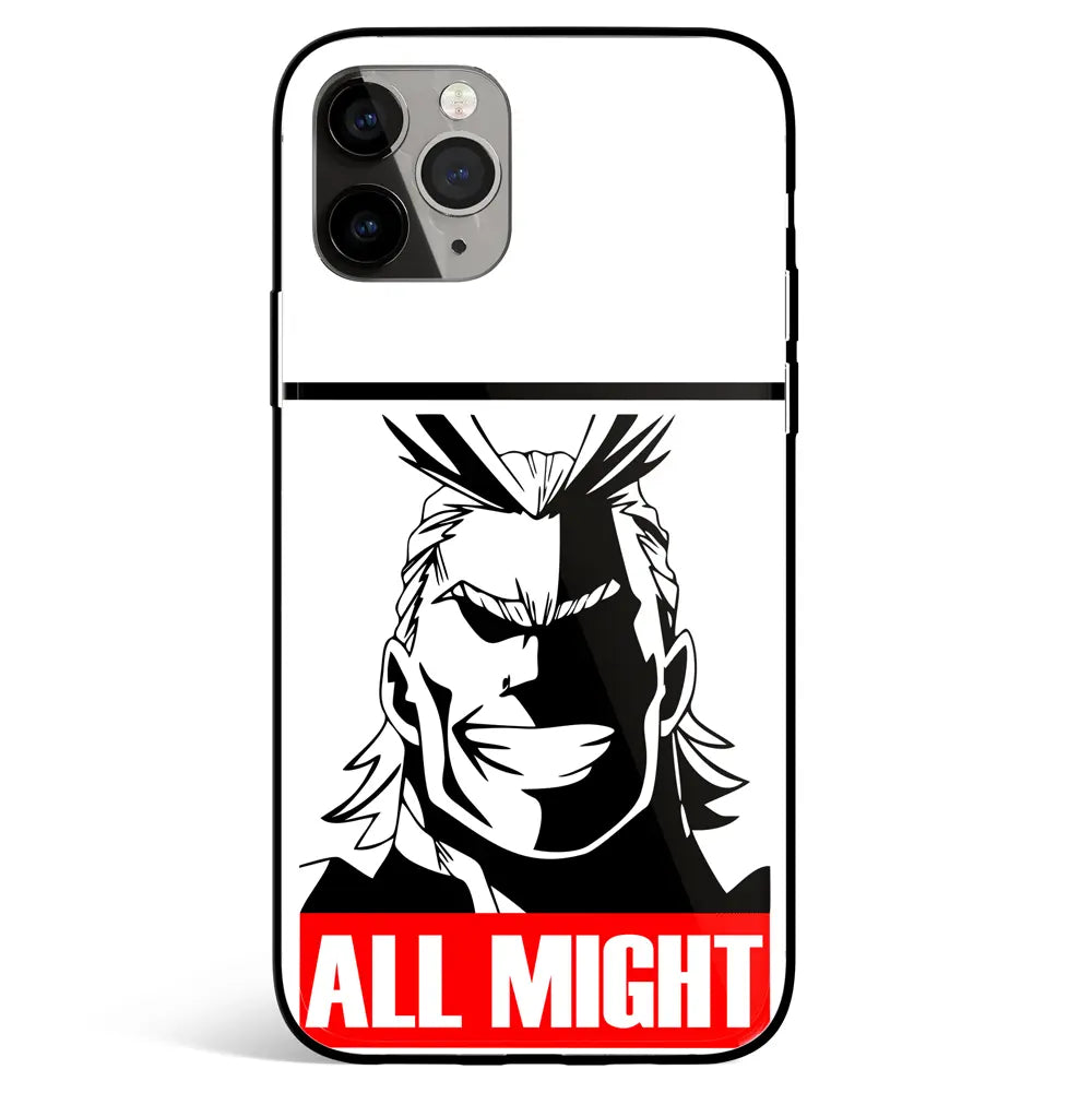 My Hero Academia All Might Tempered Glass Soft Silicone iPhone Case-Phone Case-Monkey Ninja-iPhone 17-Glass Case-Monkey Ninja