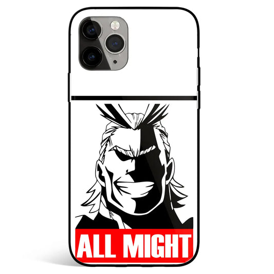 My Hero Academia All Might Tempered Glass Soft Silicone iPhone Case-Phone Case-Monkey Ninja-iPhone 17-Glass Case-Monkey Ninja