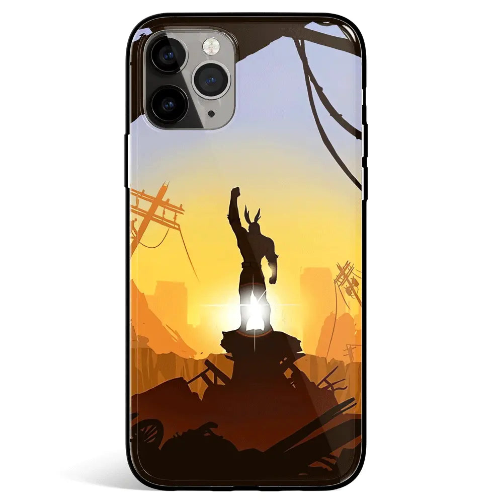 My Hero Academia All Might Tempered Glass Soft Silicone iPhone Case-Phone Case-Monkey Ninja-iPhone 17-Glass Case-Monkey Ninja