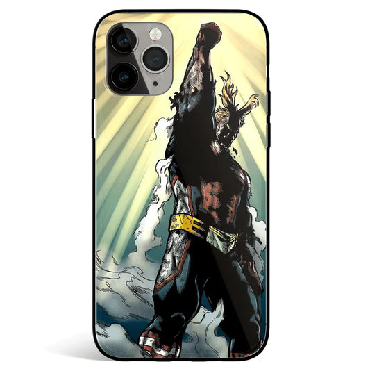 My Hero Academia All Might Tempered Glass Soft Silicone iPhone Case-Phone Case-Monkey Ninja-iPhone 17-Glass Case-Monkey Ninja