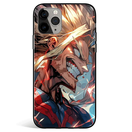 My Hero Academia All Might Tempered Glass Soft Silicone iPhone Case-Phone Case-Monkey Ninja-iPhone 17-Glass Case-Monkey Ninja
