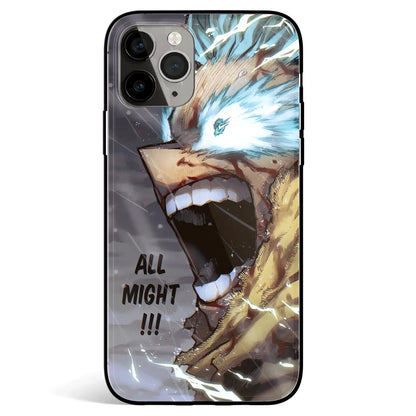 My Hero Academia All Might Tempered Glass Soft Silicone iPhone Case-Phone Case-Monkey Ninja-iPhone 17-Glass Case-Monkey Ninja