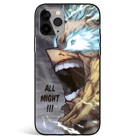 My Hero Academia All Might Tempered Glass Soft Silicone iPhone Case-Phone Case-Monkey Ninja-iPhone 17-Glass Case-Monkey Ninja
