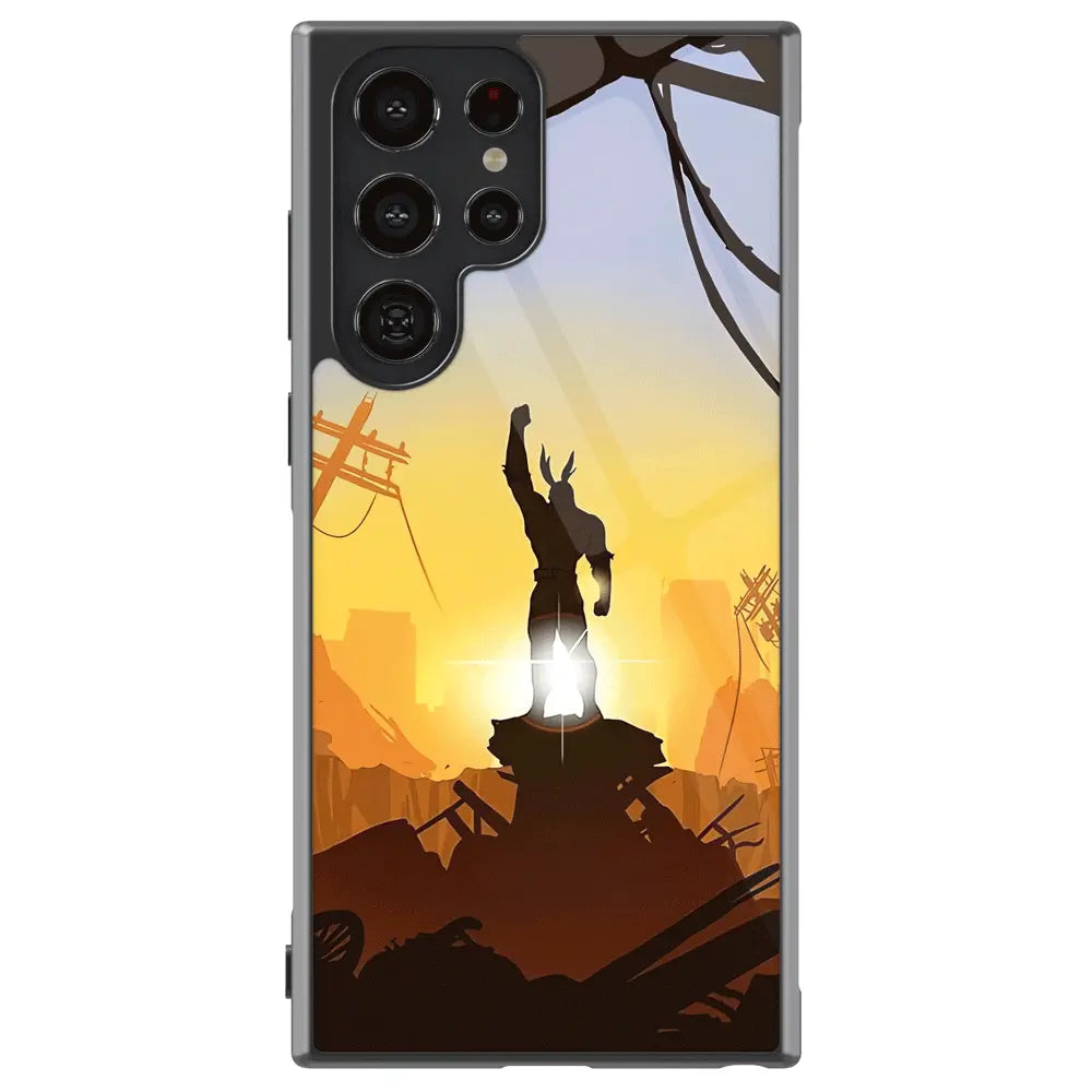 My Hero Academia All Might Tempered Glass Tough Soft Silicone Samsung Case-Phone Case-Monkey Ninja-Galaxy S25-Glass Case-Monkey Ninja