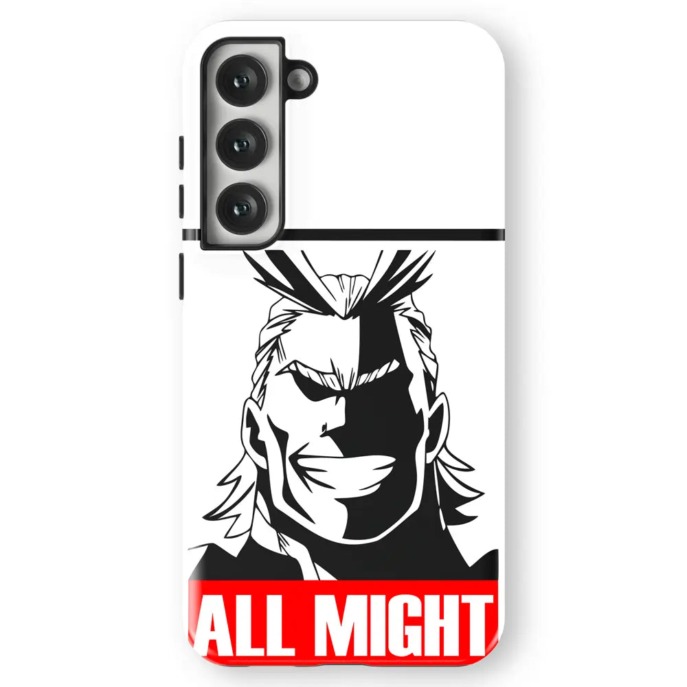 My Hero Academia All Might Tempered Glass Tough Soft Silicone Samsung Case-Phone Case-Monkey Ninja-Galaxy S25-Tough Case-Monkey Ninja