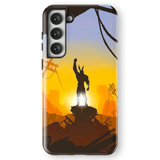 My Hero Academia All Might Tempered Glass Tough Soft Silicone Samsung Case-Phone Case-Monkey Ninja-Galaxy S25-Tough Case-Monkey Ninja