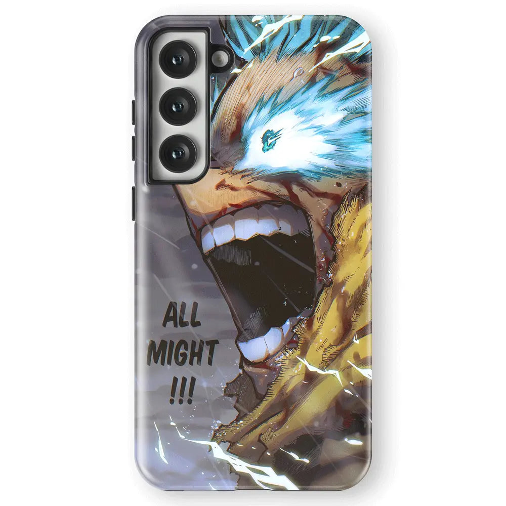 My Hero Academia All Might Tempered Glass Tough Soft Silicone Samsung Case-Phone Case-Monkey Ninja-Galaxy S25-Tough Case-Monkey Ninja