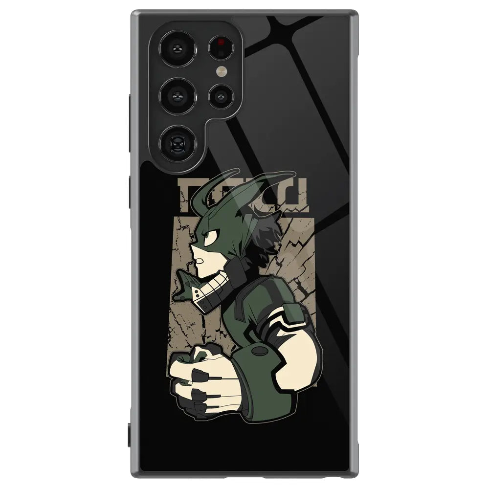 My Hero Academia Deku Costume Tempered Glass Tough Soft Silicone Samsung Case-Phone Case-Monkey Ninja-Galaxy S25-Glass Case-Monkey Ninja