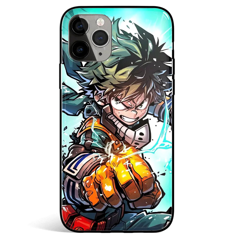 My Hero Academia Deku Izuku Tempered Glass Soft Silicone iPhone Case-Phone Case-Monkey Ninja-iPhone 17-Glass Case-Monkey Ninja