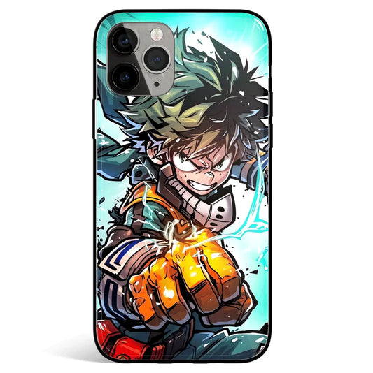 My Hero Academia Deku Izuku Tempered Glass Soft Silicone iPhone Case-Phone Case-Monkey Ninja-iPhone 17-Glass Case-Monkey Ninja