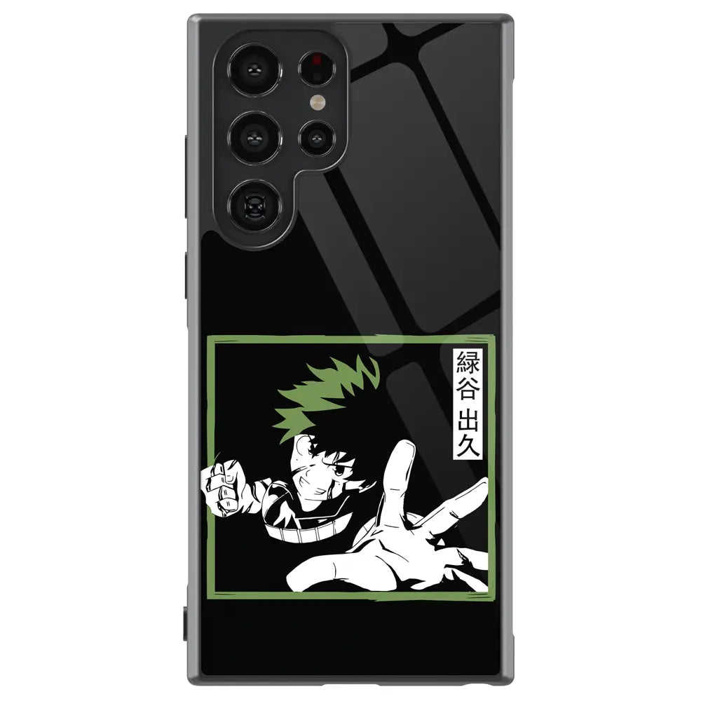 My Hero Academia Deku Izuku Tempered Glass Tough Soft Silicone Samsung Case-Phone Case-Monkey Ninja-Galaxy S25-Glass Case-Monkey Ninja