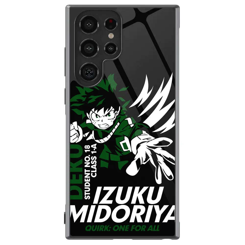 My Hero Academia Deku Izuku Tempered Glass Tough Soft Silicone Samsung Case-Phone Case-Monkey Ninja-Galaxy S25-Glass Case-Monkey Ninja