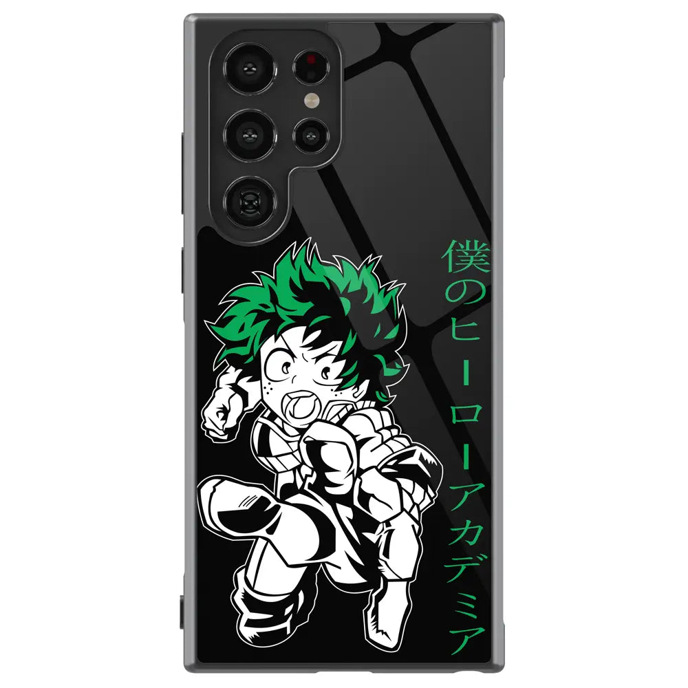 My Hero Academia Deku Izuku Tempered Glass Tough Soft Silicone Samsung Case-Phone Case-Monkey Ninja-Galaxy S25-Glass Case-Monkey Ninja