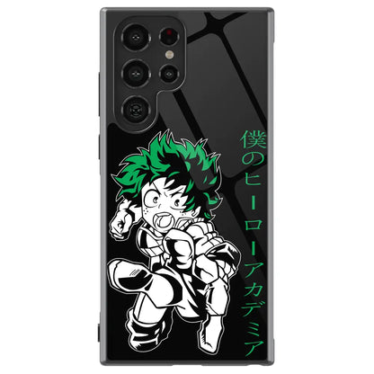 My Hero Academia Deku Izuku Tempered Glass Tough Soft Silicone Samsung Case-Phone Case-Monkey Ninja-Galaxy S25-Glass Case-Monkey Ninja