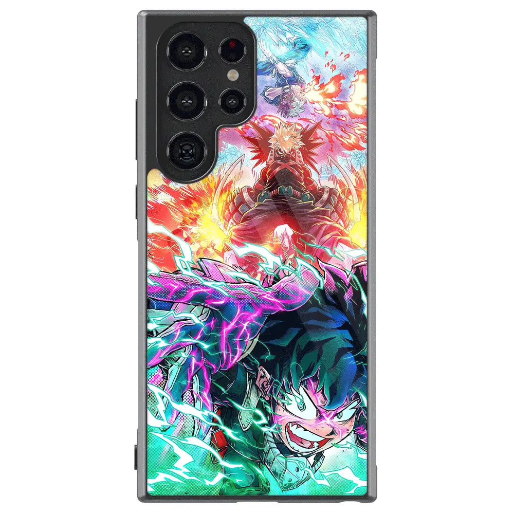 My Hero Academia Deku Izuku Tempered Glass Tough Soft Silicone Samsung Case-Phone Case-Monkey Ninja-Galaxy S25-Glass Case-Monkey Ninja