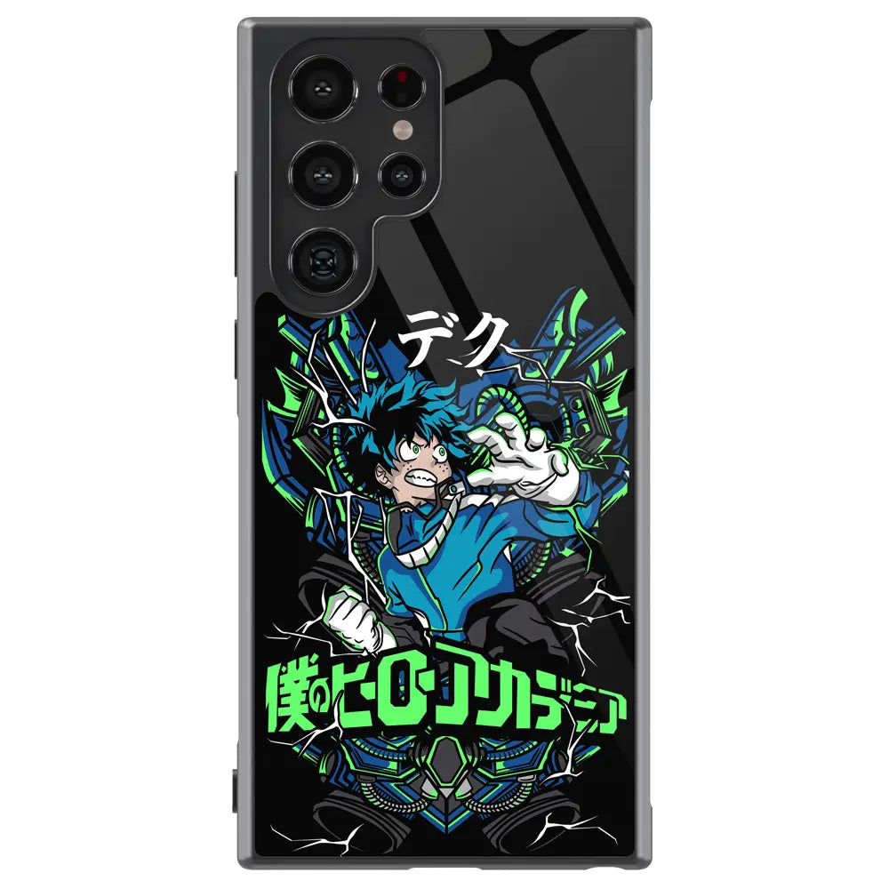 My Hero Academia Deku Izuku Tempered Glass Tough Soft Silicone Samsung Case-Phone Case-Monkey Ninja-Galaxy S25-Glass Case-Monkey Ninja