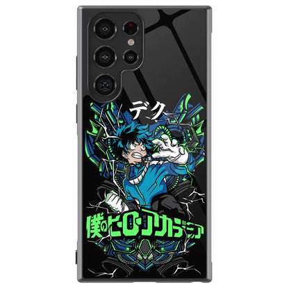 My Hero Academia Deku Izuku Tempered Glass Tough Soft Silicone Samsung Case-Phone Case-Monkey Ninja-Galaxy S25-Glass Case-Monkey Ninja