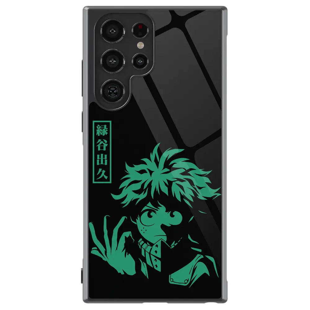 My Hero Academia Deku Izuku Tempered Glass Tough Soft Silicone Samsung Case-Phone Case-Monkey Ninja-Galaxy S25-Glass Case-Monkey Ninja