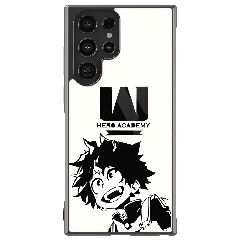 My Hero Academia Deku Izuku Tempered Glass Tough Soft Silicone Samsung Case-Phone Case-Monkey Ninja-Galaxy S25-Glass Case-Monkey Ninja