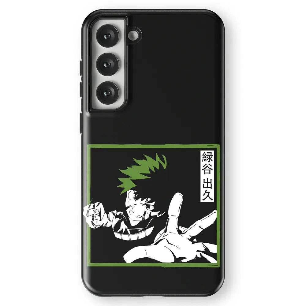 My Hero Academia Deku Izuku Tempered Glass Tough Soft Silicone Samsung Case-Phone Case-Monkey Ninja-Galaxy S25-Tough Case-Monkey Ninja