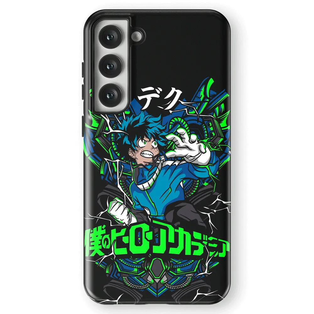My Hero Academia Deku Izuku Tempered Glass Tough Soft Silicone Samsung Case-Phone Case-Monkey Ninja-Galaxy S25-Tough Case-Monkey Ninja