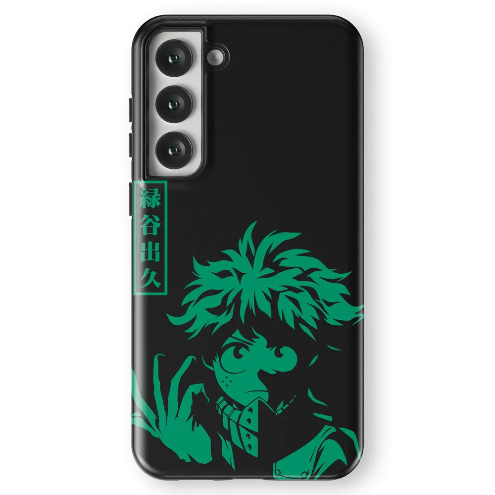 My Hero Academia Deku Izuku Tempered Glass Tough Soft Silicone Samsung Case-Phone Case-Monkey Ninja-Galaxy S25-Tough Case-Monkey Ninja