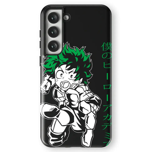 My Hero Academia Deku Izuku Tempered Glass Tough Soft Silicone Samsung Case-Phone Case-Monkey Ninja-Galaxy S25-Tough Case-Monkey Ninja
