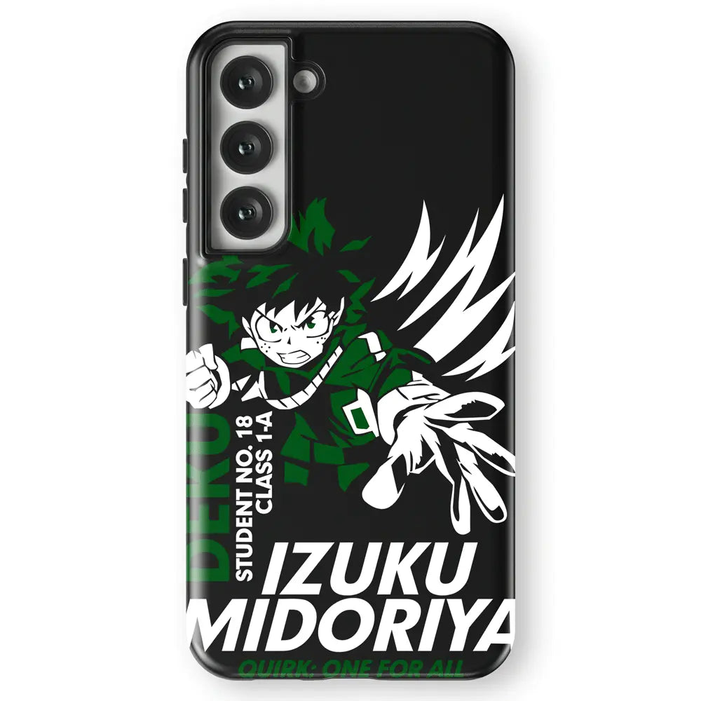 My Hero Academia Deku Izuku Tempered Glass Tough Soft Silicone Samsung Case-Phone Case-Monkey Ninja-Galaxy S25-Tough Case-Monkey Ninja