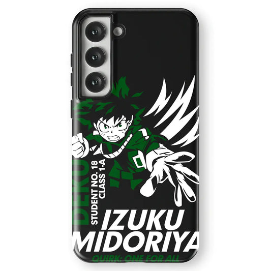 My Hero Academia Deku Izuku Tempered Glass Tough Soft Silicone Samsung Case-Phone Case-Monkey Ninja-Galaxy S25-Tough Case-Monkey Ninja