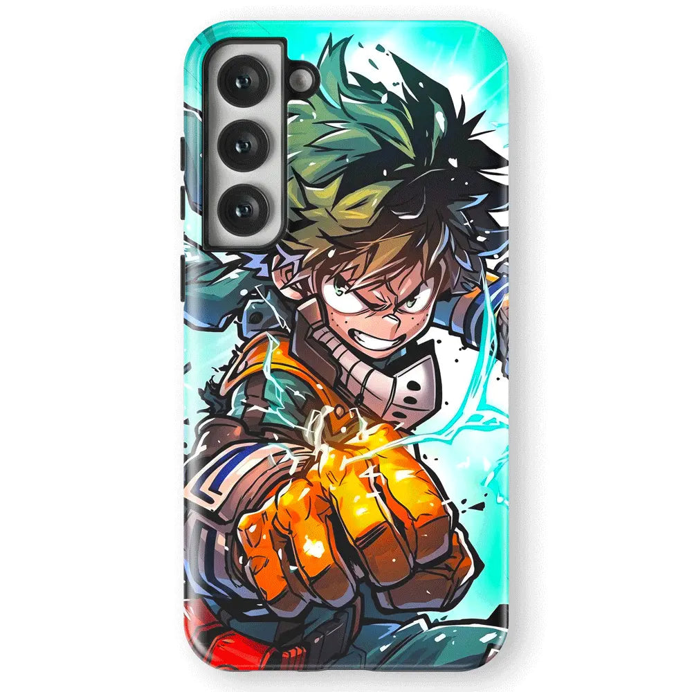 My Hero Academia Deku Izuku Tempered Glass Tough Soft Silicone Samsung Case-Phone Case-Monkey Ninja-Galaxy S25-Tough Case-Monkey Ninja
