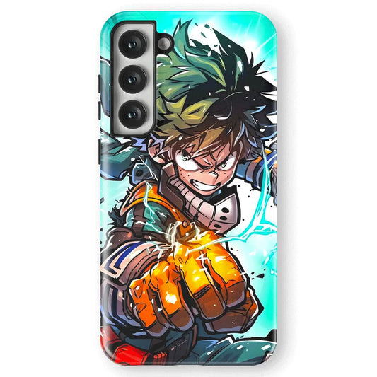 My Hero Academia Deku Izuku Tempered Glass Tough Soft Silicone Samsung Case-Phone Case-Monkey Ninja-Galaxy S25-Tough Case-Monkey Ninja