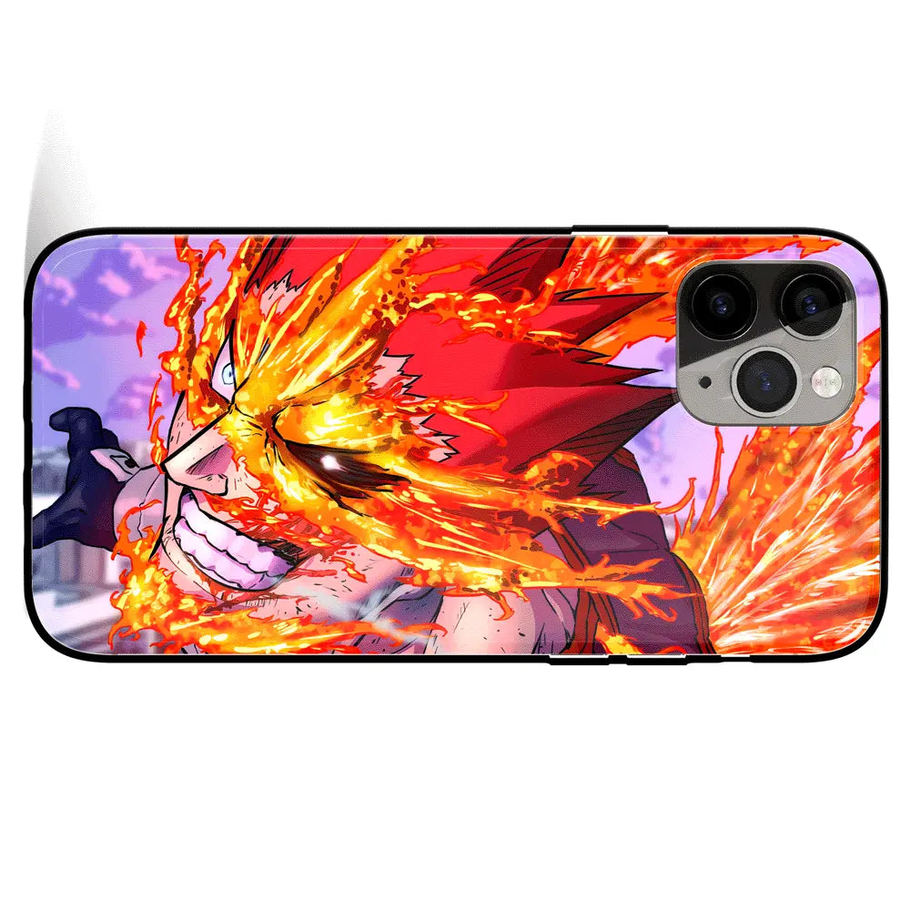 My Hero Academia Enji Todoroki Endeavor Tempered Glass Soft Silicone iPhone Case-Phone Case-Monkey Ninja-iPhone 17-Glass Case-Monkey Ninja