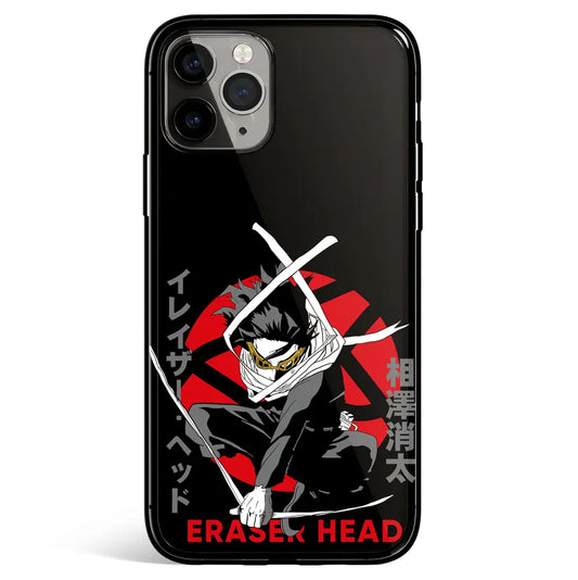 My Hero Academia Shota AiAwa Eraser Head Tempered Glass Soft Silicone iPhone Case-Phone Case-Monkey Ninja-iPhone 17-Glass Case-Monkey Ninja