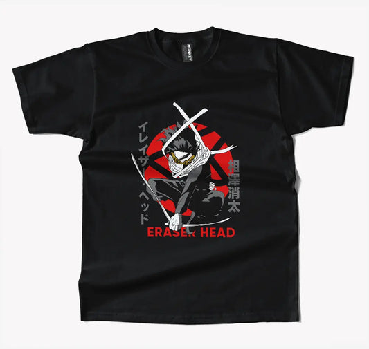 My Hero Academia Shota Aizawa Eraser Head Anime T Shirt-T-Shirt-Monkeyninja-S-Black-Monkey Ninja