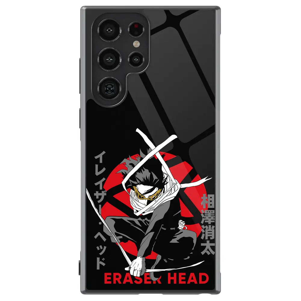 My Hero Academia Shota Aizawa Eraser Head Tempered Glass Tough Soft Silicone Samsung Case-Phone Case-Monkey Ninja-Galaxy S25-Glass Case-Monkey Ninja