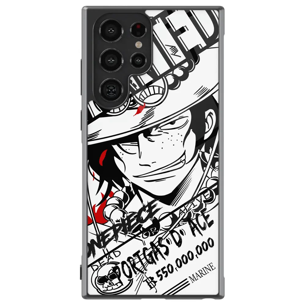 One Piece Ace Characters Samsung Phone Case-Phone Case-Monkey Ninja-Galaxy S25-Glass Case-Monkey Ninja