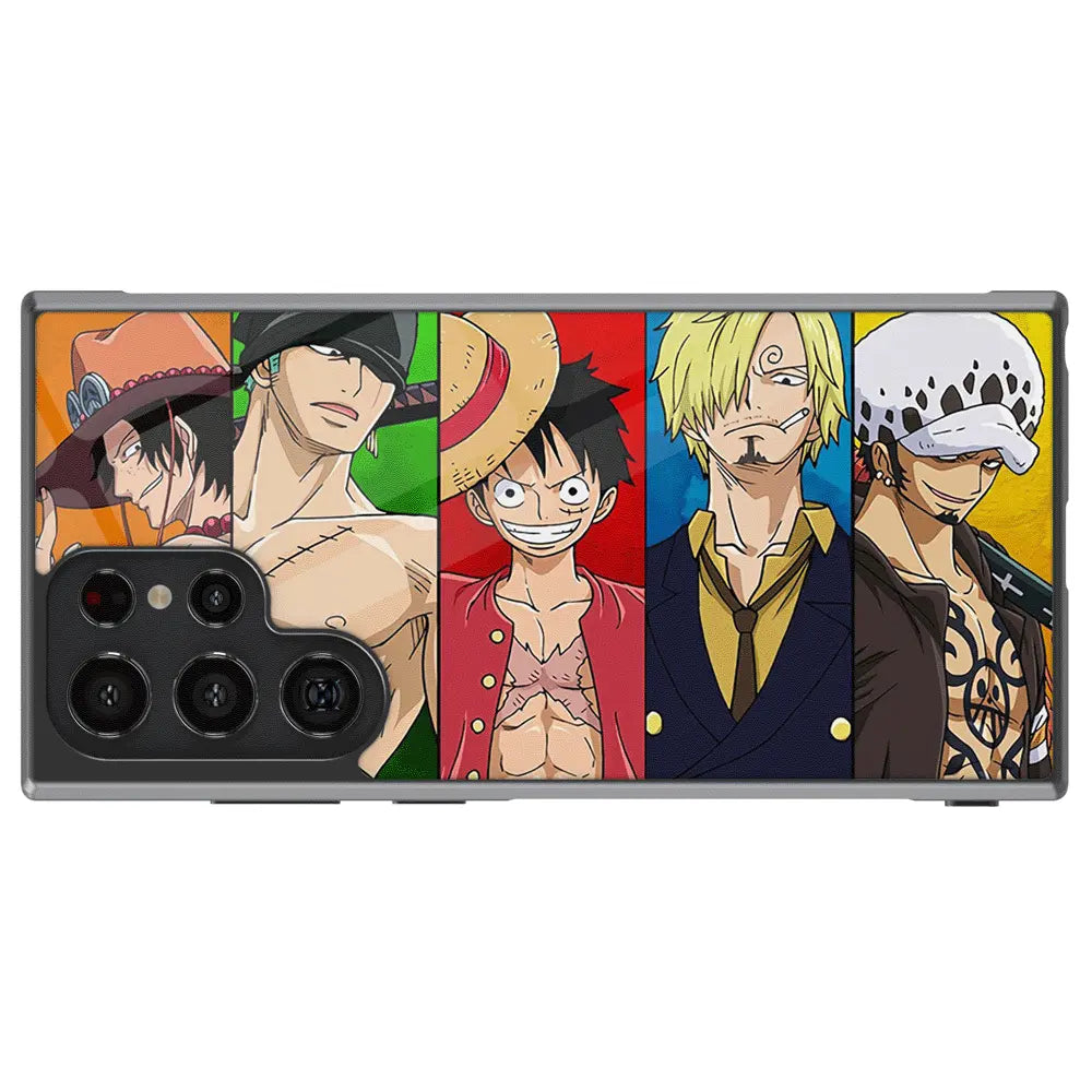 One Piece Anime Luffy Crew Zoro Ace Sanji Law Samsung Phone Case-Phone Case-Monkey Ninja-Galaxy S25-Glass Case-Monkey Ninja