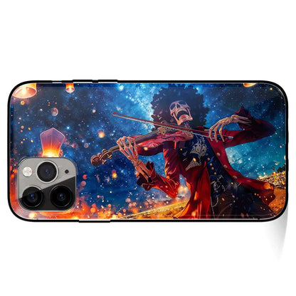 One Piece Brook Playing the Violin Tempered Glass Soft Silicone iPhone Case-Phone Case-Monkey Ninja-iPhone 17-Glass Case-Monkey Ninja