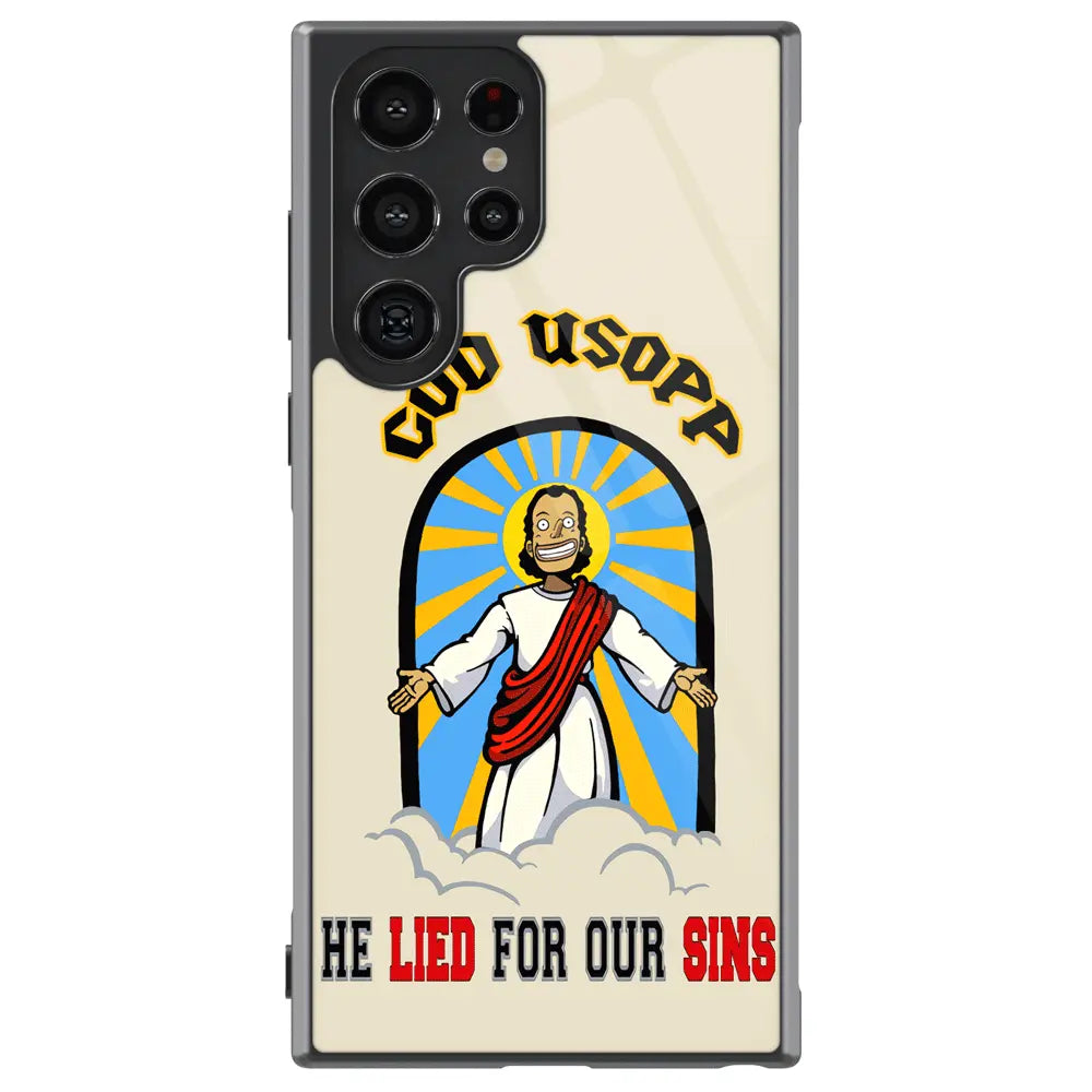 One Piece God Usopp Tempered Glass Tough Soft Silicone Samsung Case-Phone Case-Monkey Ninja-Galaxy S25-Glass Case-Monkey Ninja