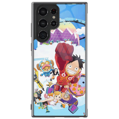 One Piece Luffy Flying Crew Tempered Glass Tough Samsung Phone Case-Phone Case-Monkey Ninja-Galaxy S25-Glass Case-Monkey Ninja