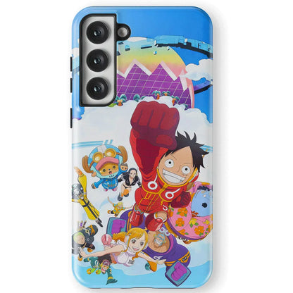 One Piece Luffy Flying Crew Tempered Glass Tough Samsung Phone Case-Phone Case-Monkey Ninja-Galaxy S25-Glass Case-Monkey Ninja